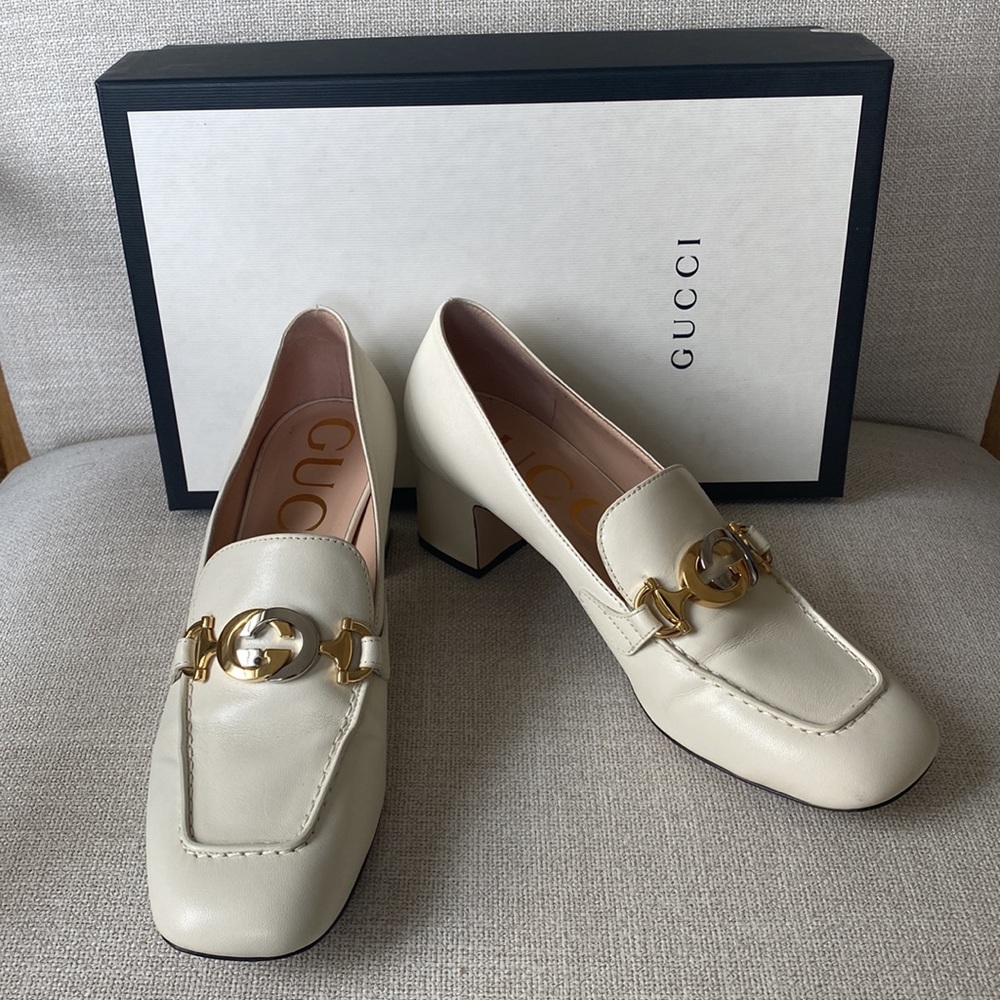 GUCCI GG Interlocking Pumps in White
